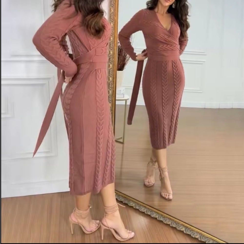 Elegant Midi Dress in Rose by ChicMe
